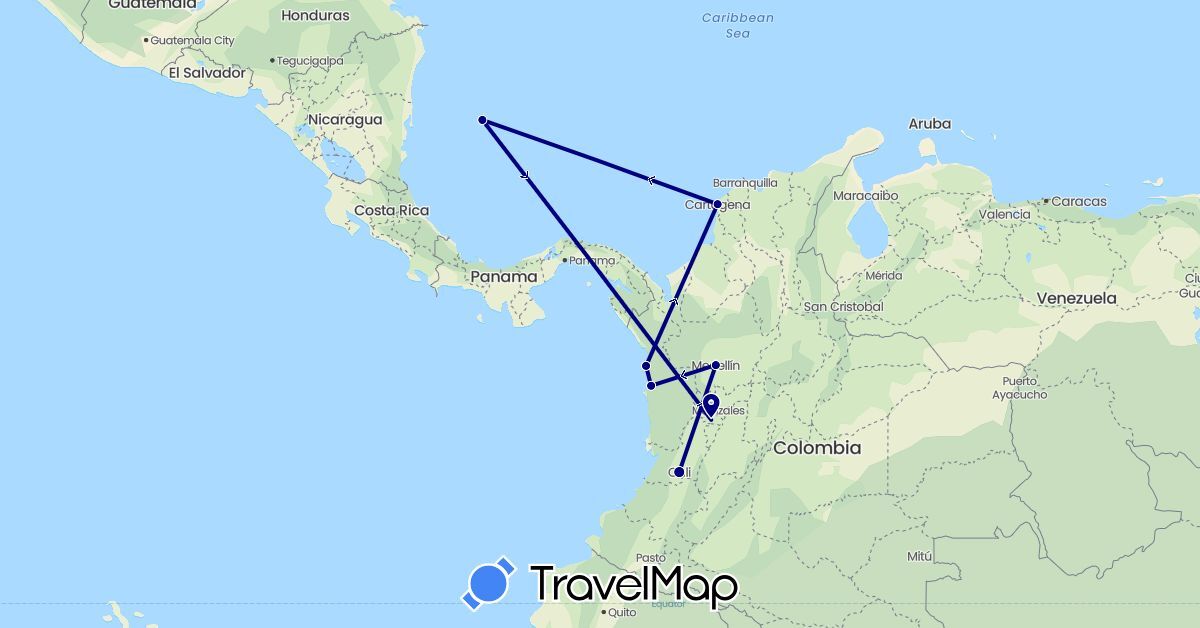 TravelMap itinerary: driving in Colombia (South America)